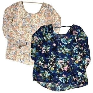 Lot of 2 Sheer Floral tops Charming Charlie Small